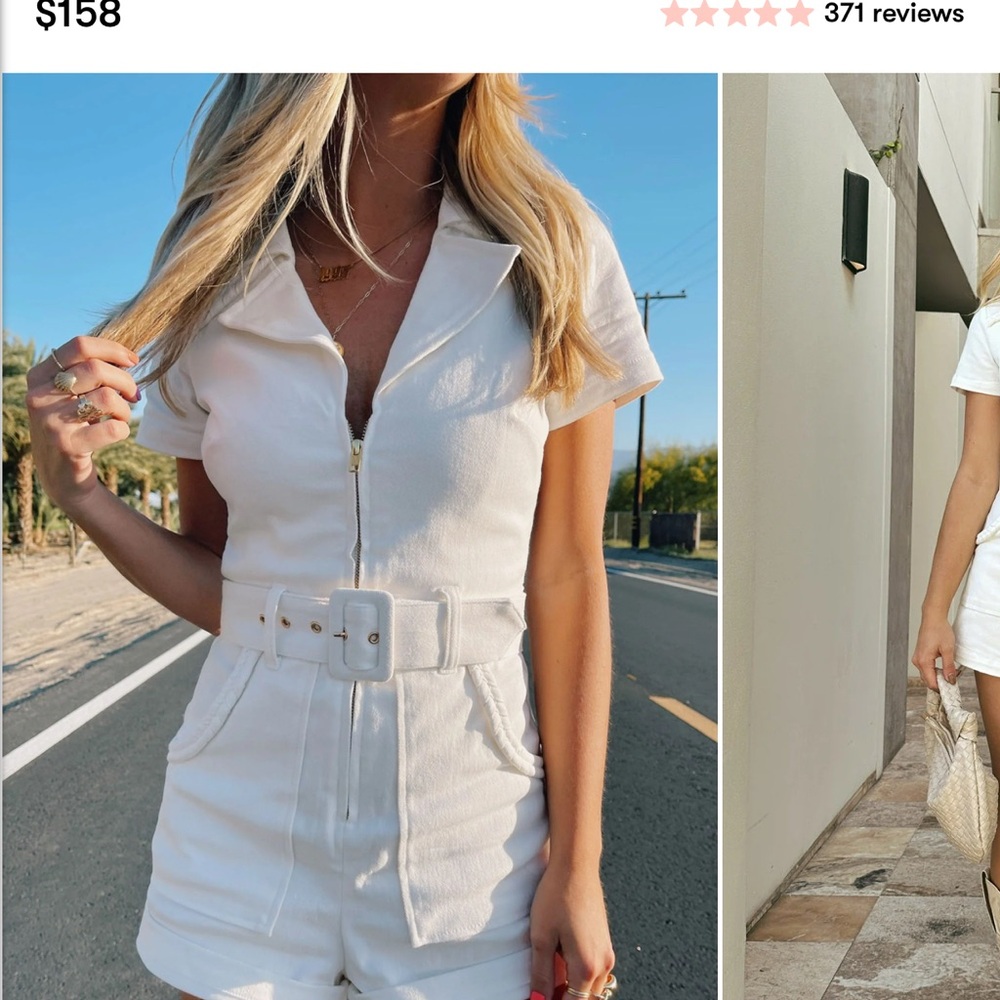 Show Me Your MuMu Cream Belted Romper